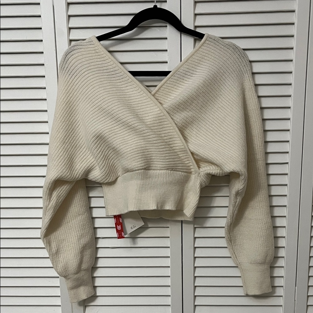 Cider Cream V-Neck Wrap Sweater